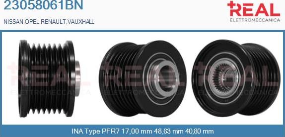 REAL 23058061BN - Kasnak, alternator, sərbəst dönərli mufta furqanavto.az