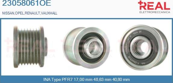 REAL 23058061OE - Kasnak, alternator, sərbəst dönərli mufta furqanavto.az