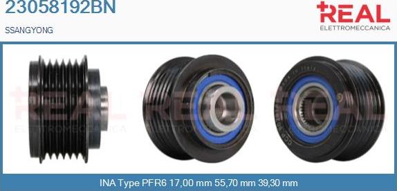 REAL 23058192BN - Kasnak, alternator, sərbəst dönərli mufta furqanavto.az