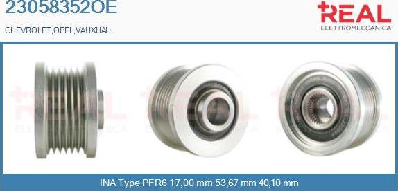 REAL 23058352OE - Kasnak, alternator, sərbəst dönərli mufta furqanavto.az