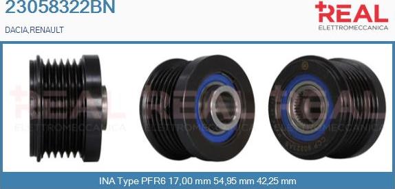 REAL 23058322BN - Kasnak, alternator, sərbəst dönərli mufta furqanavto.az