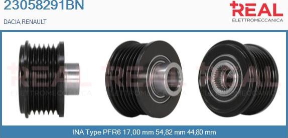 REAL 23058291BN - Kasnak, alternator, sərbəst dönərli mufta furqanavto.az