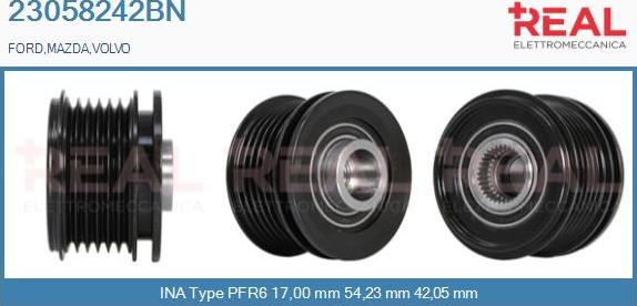 REAL 23058242BN - Kasnak, alternator, sərbəst dönərli mufta furqanavto.az