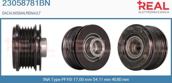 REAL 23058781BN - Kasnak, alternator, sərbəst dönərli mufta furqanavto.az