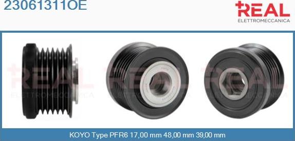 REAL 23061311OE - Kasnak, alternator, sərbəst dönərli mufta furqanavto.az