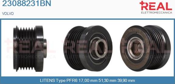 REAL 23088231BN - Kasnak, alternator, sərbəst dönərli mufta furqanavto.az