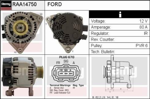 Remy RAA14750 - Alternator furqanavto.az