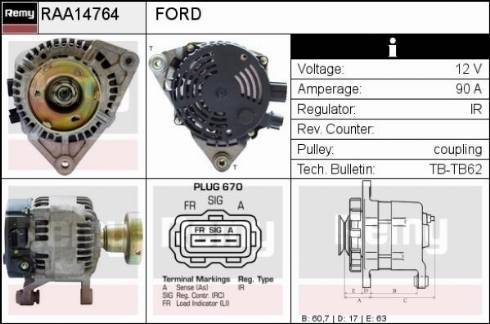 Remy RAA14764 - Alternator furqanavto.az