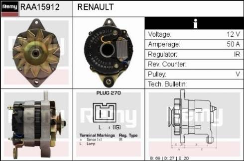 Remy RAA15912 - Alternator furqanavto.az