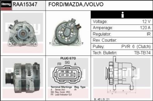 Remy RAA15347 - Alternator furqanavto.az