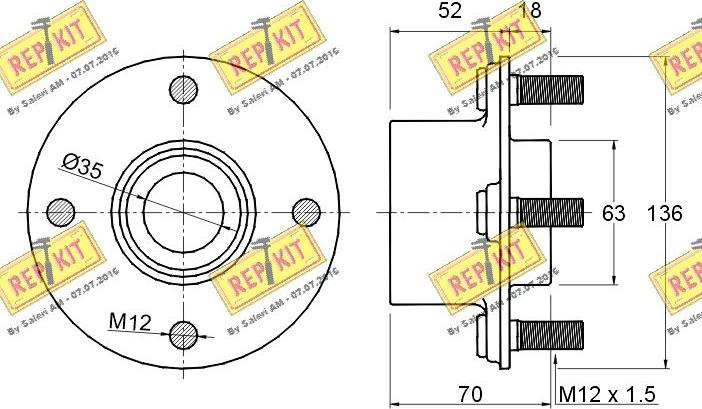 REPKIT RKB1257 - Təkər qovşağı, podşipnik dəsti furqanavto.az