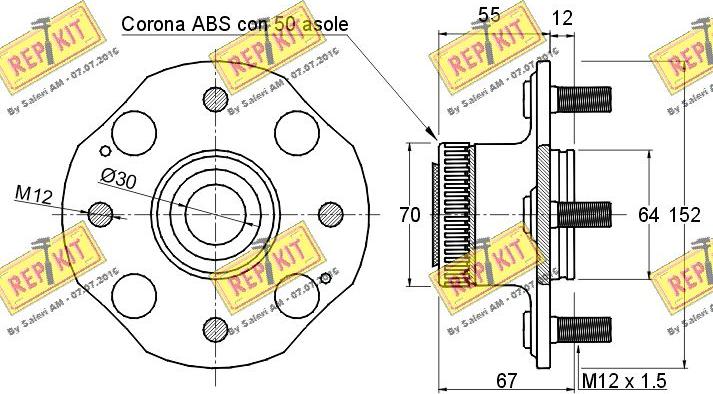 REPKIT RKB1267 - Təkər qovşağı, podşipnik dəsti furqanavto.az