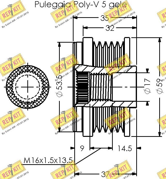 REPKIT RKT3602 - Kasnak, alternator, sərbəst dönərli mufta furqanavto.az