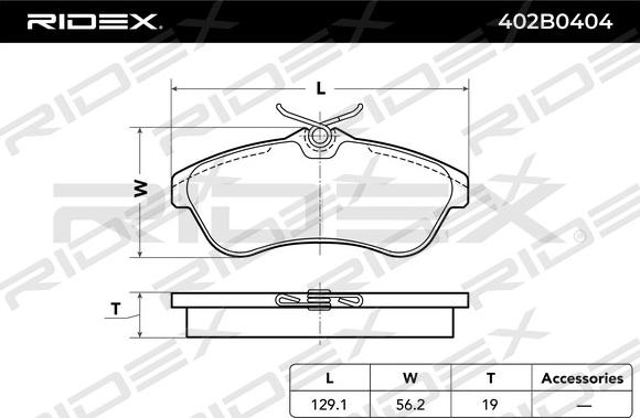 RIDEX 402B0404 - Əyləc altlığı dəsti, əyləc diski furqanavto.az