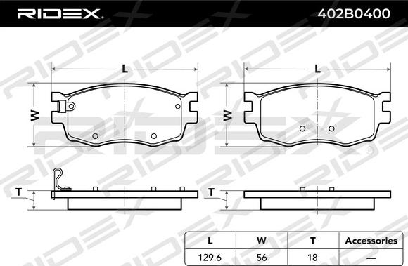 RIDEX 402B0400 - Əyləc altlığı dəsti, əyləc diski furqanavto.az