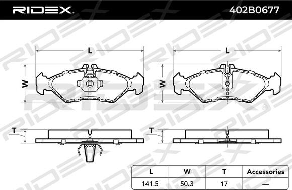 RIDEX 402B0677 - Əyləc altlığı dəsti, əyləc diski furqanavto.az