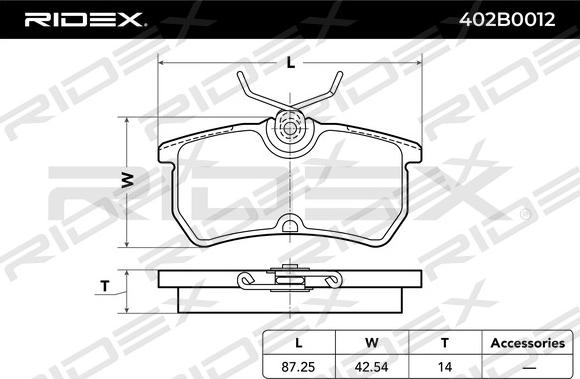 RIDEX 402B0012 - Əyləc altlığı dəsti, əyləc diski furqanavto.az