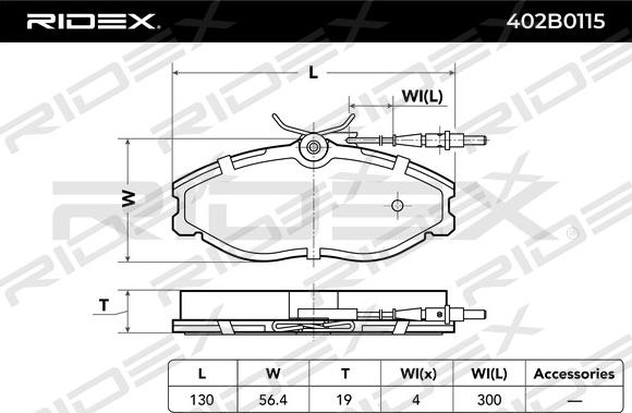 RIDEX 402B0115 - Əyləc altlığı dəsti, əyləc diski furqanavto.az