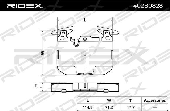 RIDEX 402B0828 - Əyləc altlığı dəsti, əyləc diski furqanavto.az