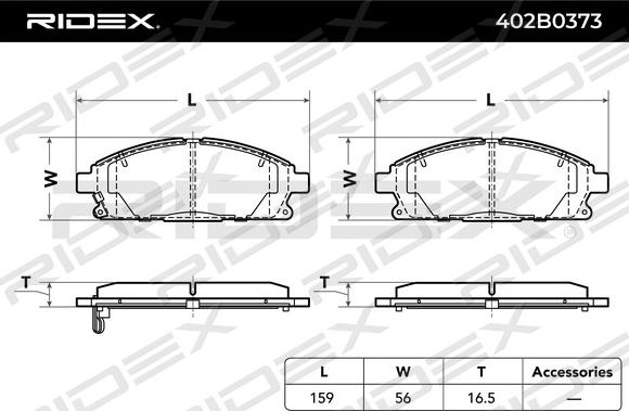 RIDEX 402B0373 - Əyləc altlığı dəsti, əyləc diski furqanavto.az