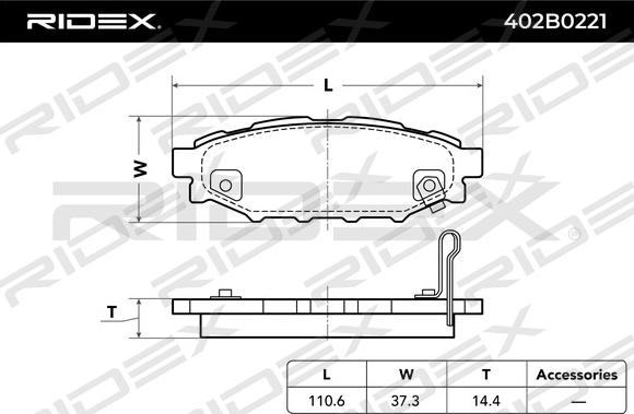 RIDEX 402B0221 - Əyləc altlığı dəsti, əyləc diski furqanavto.az