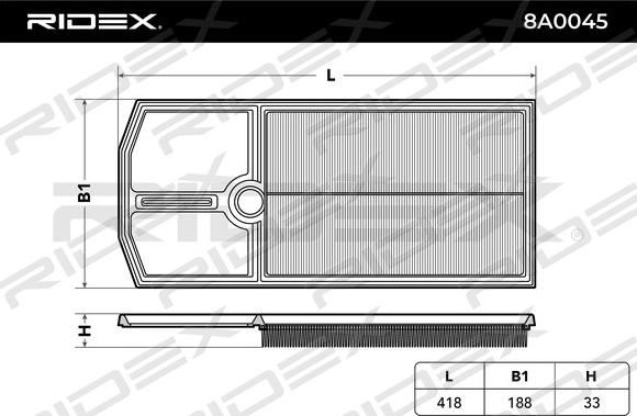 RIDEX 8A0045 - Hava filtri furqanavto.az