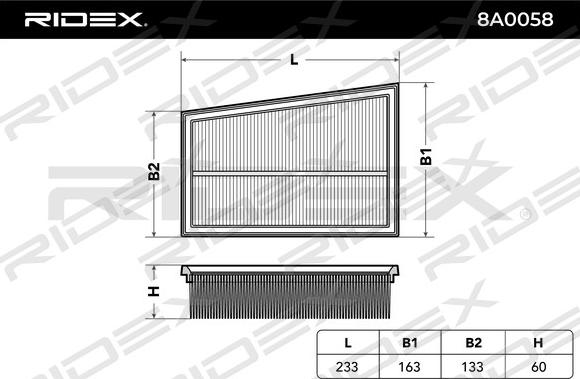 RIDEX 8A0058 - Hava filtri furqanavto.az