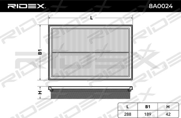 RIDEX 8A0024 - Hava filtri furqanavto.az