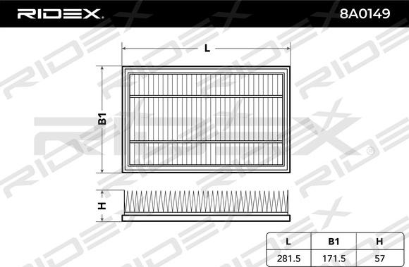 RIDEX 8A0149 - Hava filtri furqanavto.az