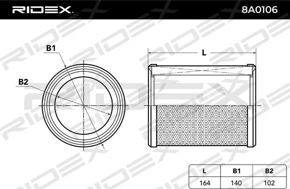 RIDEX 8A0106 - Hava filtri furqanavto.az