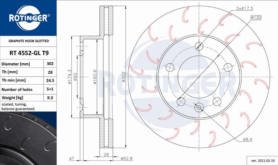 Rotinger RT 4552-GL T9 - Əyləc Diski furqanavto.az