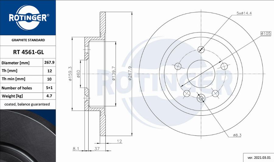 Rotinger RT 4561-GL - Əyləc Diski furqanavto.az