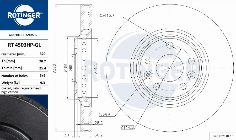 Rotinger RT 4503HP-GL - Əyləc Diski furqanavto.az