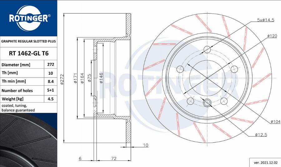 Rotinger RT 1462-GL T6 - Əyləc Diski furqanavto.az