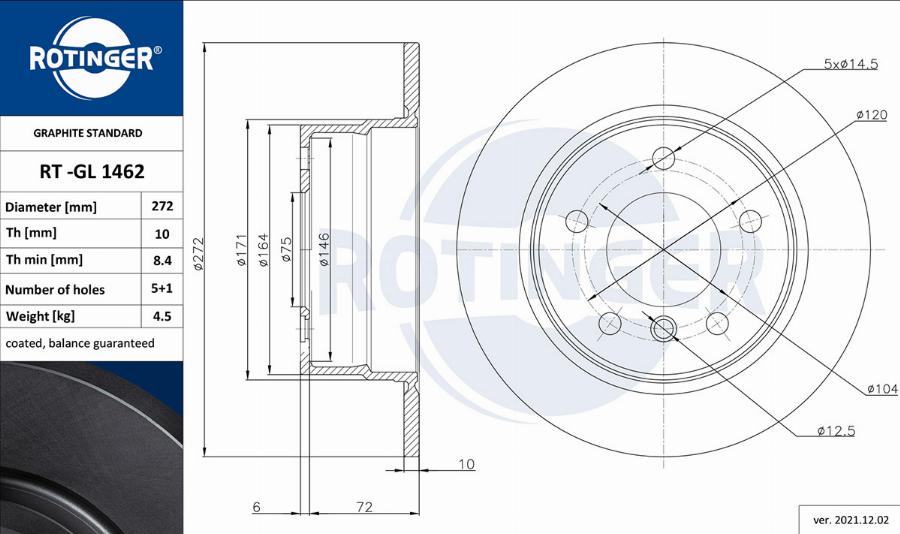 Rotinger RT 1462-GL - Əyləc Diski furqanavto.az