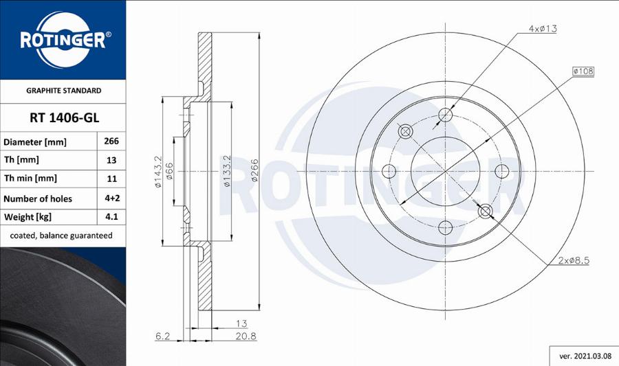 Rotinger RT 1406-GL - Əyləc Diski furqanavto.az