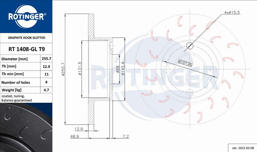 Rotinger RT 1408-GL T9 - Əyləc Diski furqanavto.az