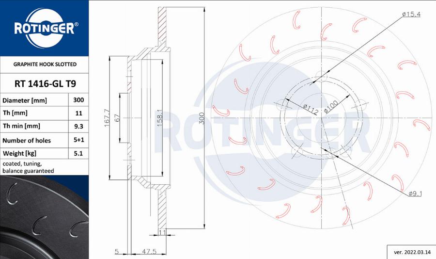 Rotinger RT 1416-GL T9 - Əyləc Diski furqanavto.az