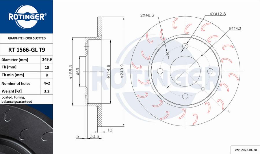 Rotinger RT 1566-GL T9 - Əyləc Diski www.furqanavto.az