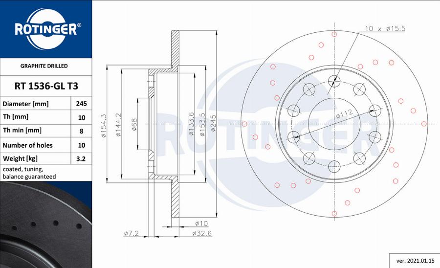 Rotinger RT 1536-GL T3 - Əyləc Diski furqanavto.az