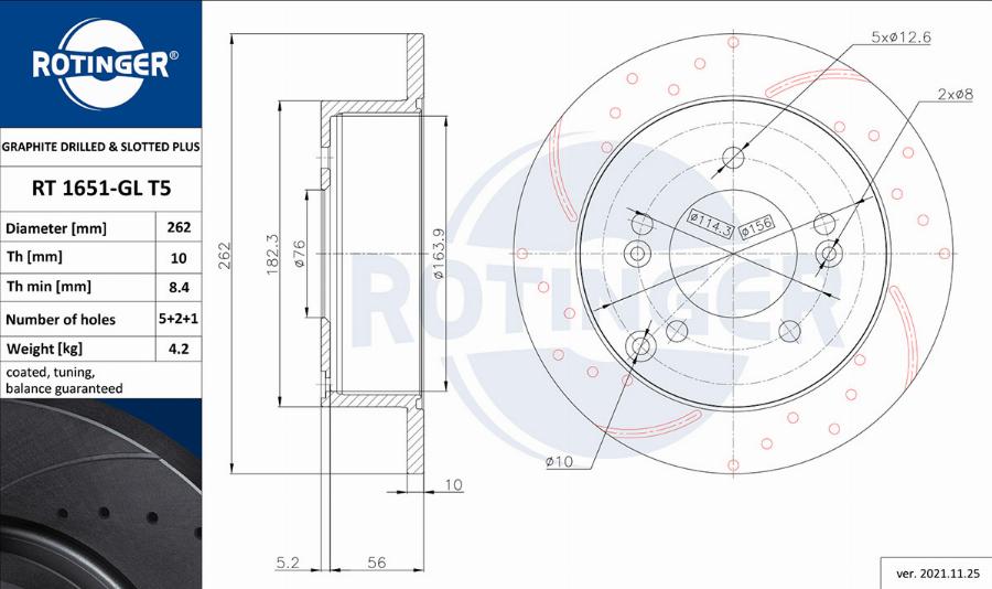 Rotinger RT 1651-GL T5 - Əyləc Diski furqanavto.az