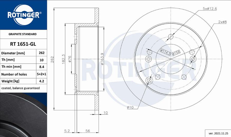 Rotinger RT 1651-GL - Əyləc Diski furqanavto.az