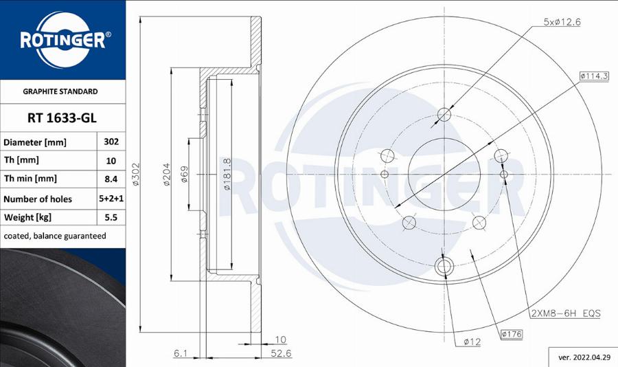 Rotinger RT 1633-GL - Əyləc Diski furqanavto.az