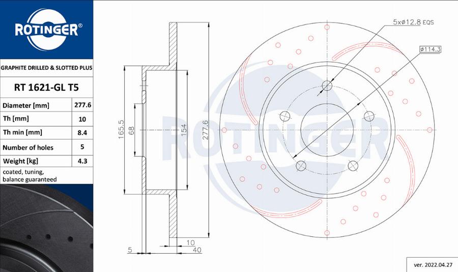 Rotinger RT 1621-GL T5 - Əyləc Diski furqanavto.az