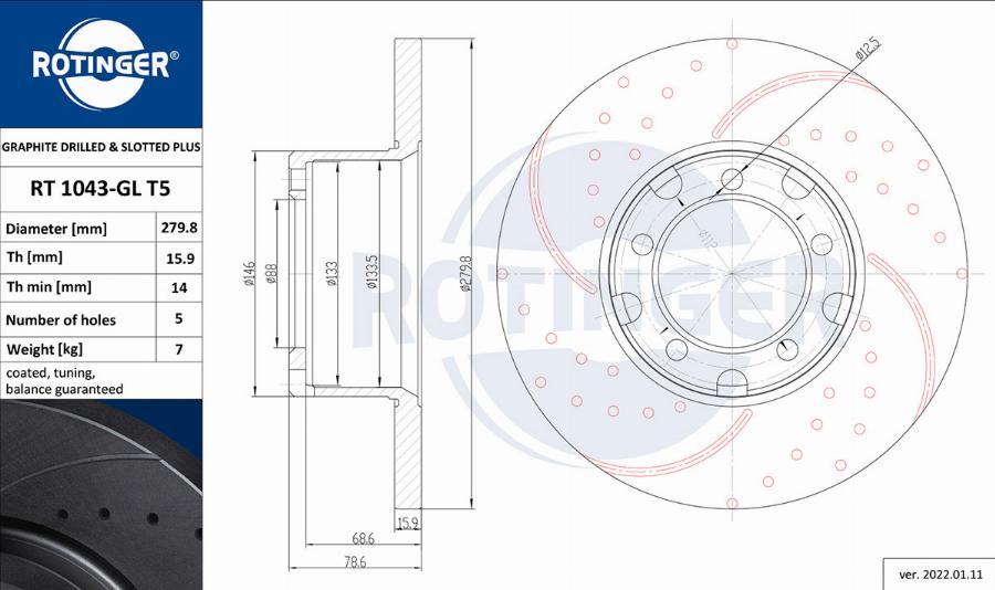 Rotinger RT 1043-GL T5 - Əyləc Diski furqanavto.az