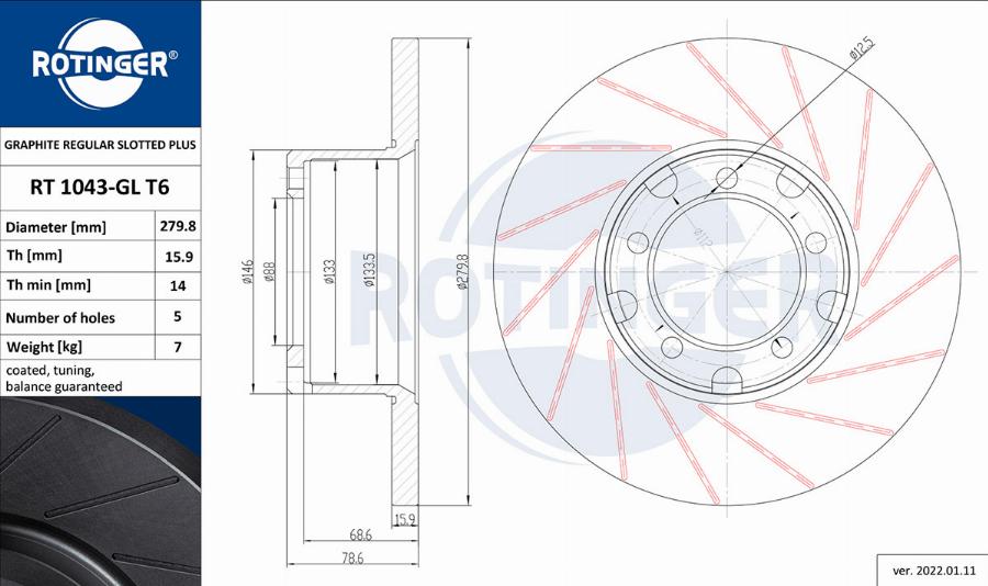 Rotinger RT 1043-GL T6 - Əyləc Diski furqanavto.az