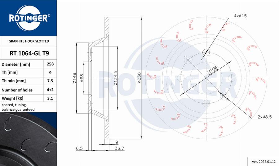 Rotinger RT 1064-GL T9 - Əyləc Diski furqanavto.az