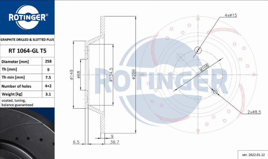 Rotinger RT 1064-GL T5 - Əyləc Diski furqanavto.az