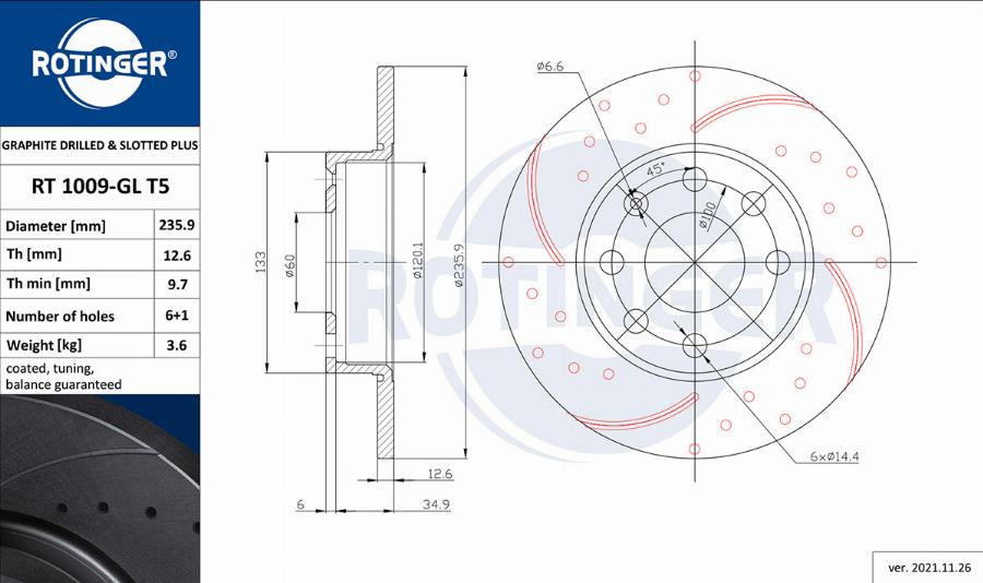 Rotinger RT 1009-GL T5 - Əyləc Diski www.furqanavto.az