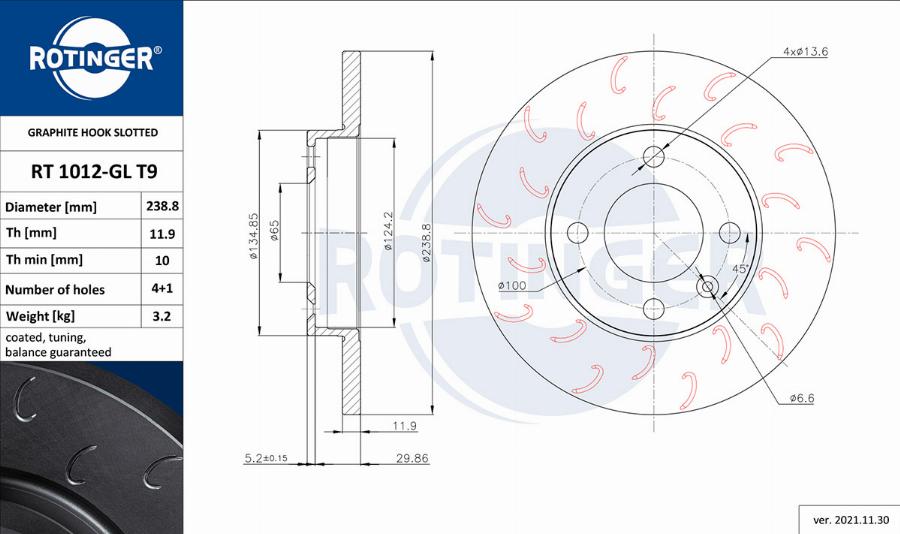 Rotinger RT 1012-GL T9 - Əyləc Diski furqanavto.az